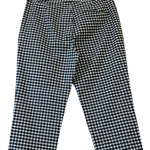 Zara Women’s Black White Gingham Ankle Cropped Pants Ruffle Trim Size M - Picture 3 of 14